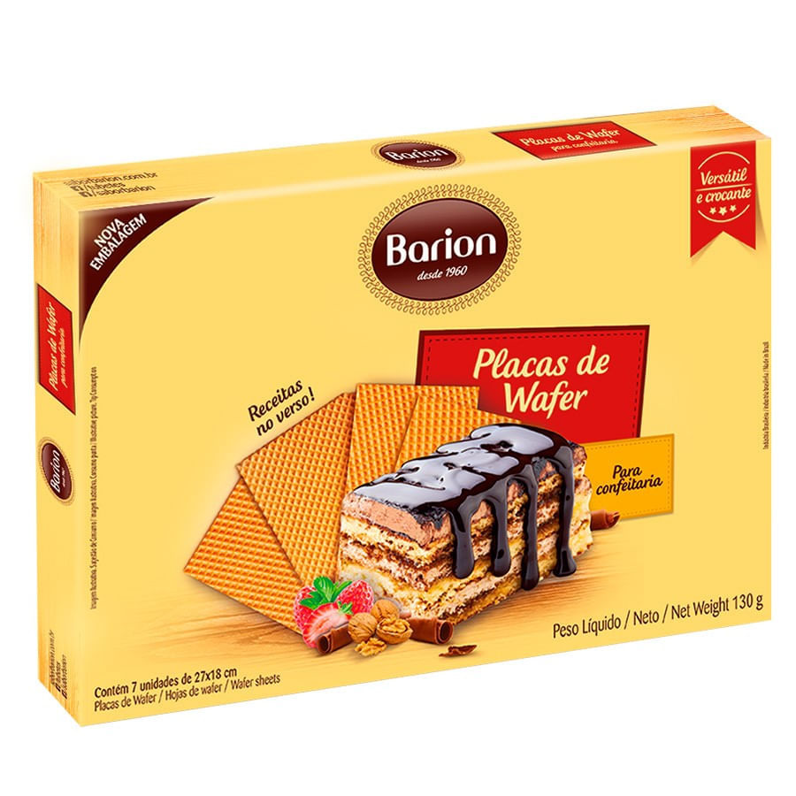Placa de Wafer Barion para Confeitaria 130g