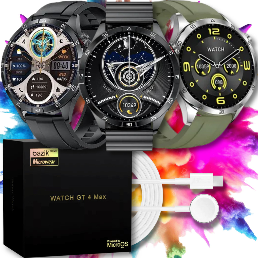 Smartwatch GT4 MAX com Tela 1.5” Carregamento Sem Fio e Assistente de Voz Moderno Potente e Sofisticado
