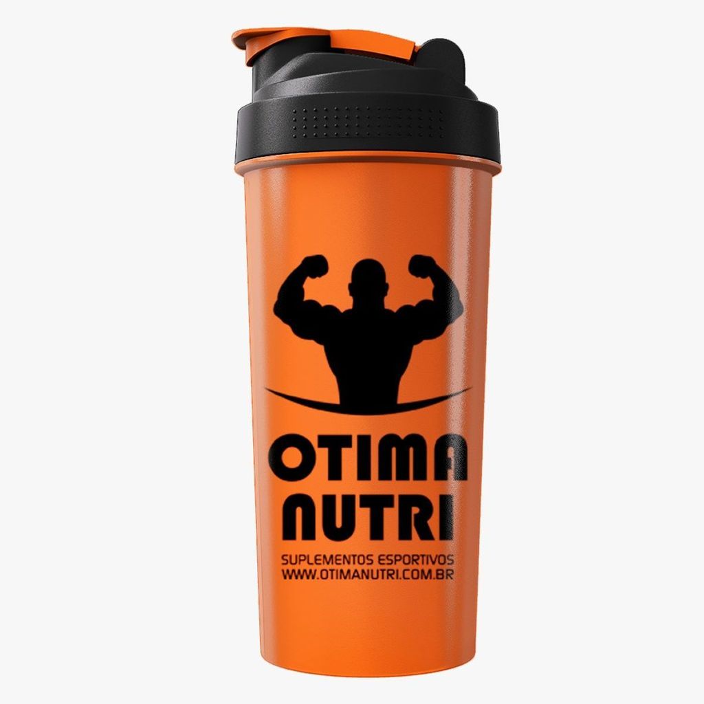 Coqueteleira 600ml Laranja e Preto - OtimaNutri em Oferta na Shopee