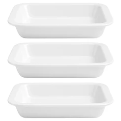 Kit 3un Travessas Refratárias Cerâmicas Retangulares Assadeira Multiuso para Servir Forno