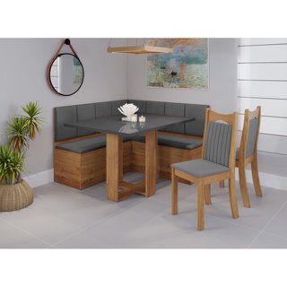 Canto Baú Texas com 1 Mesa Retangular e 2 Cadeiras Dalas Mel/Grafite em Oferta na Shopee
