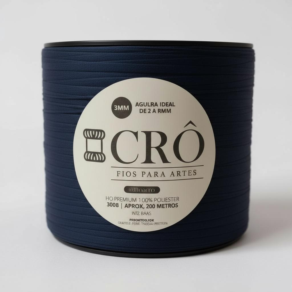 Fio Naútico Premium 100% poliéster 3MM/ 200 metros/ 300g/ Crochê/Tricô Azul Marinho