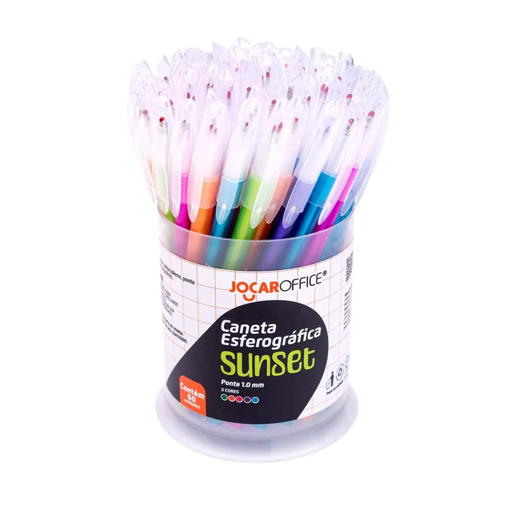 Caneta Esferográfica Sunset 1.0 - Dispenser c/ 60 unidades Jocar Office Leonora - 97951 em Oferta na Shopee