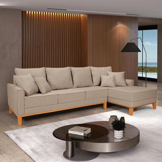Sofá Beny Living Clássico 4 Lugares Chaise Direito Linho Sala de Estar em Oferta na Shopee