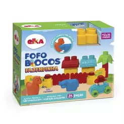 Brinquedo Infantil Blocos de Montar Fofo Blocos Fazendinha 25 peças Elka - 1093