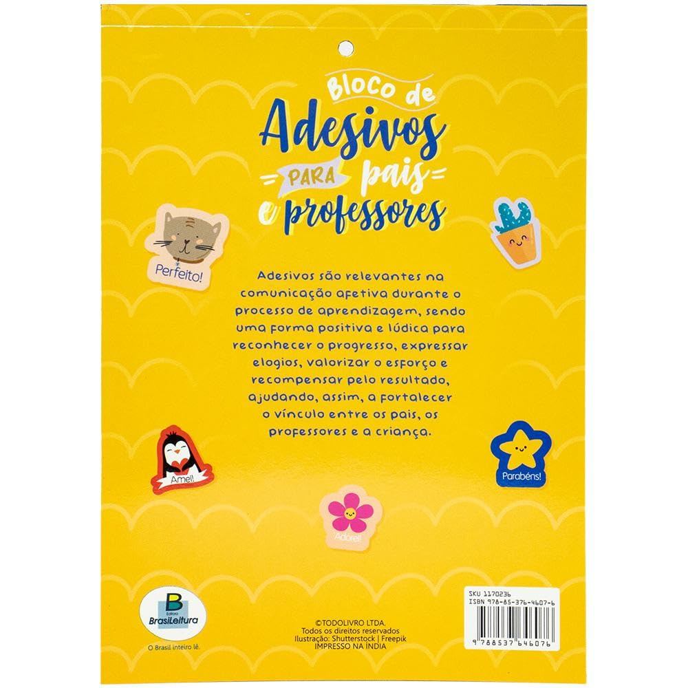 Detalhes do Bloco de Adesivos para Pais e Professores Amarelo | Brochura