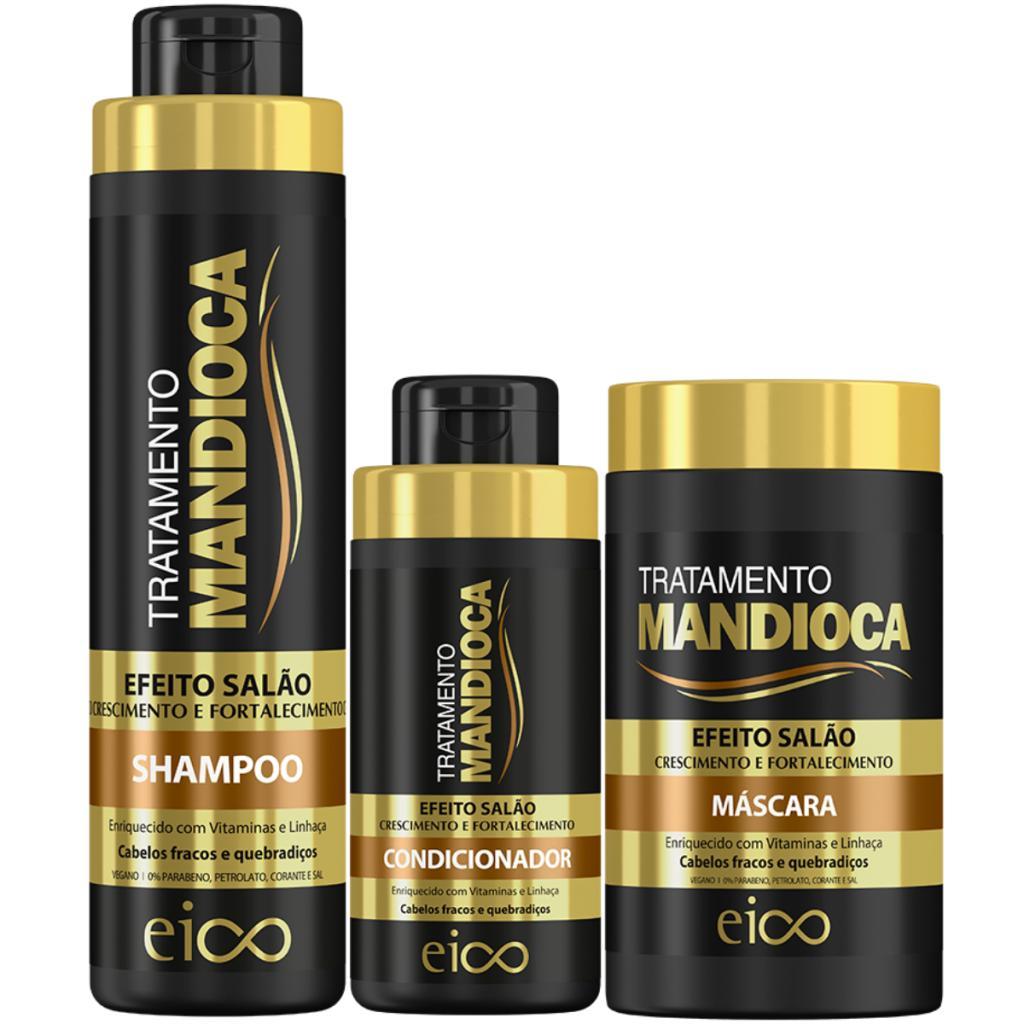 Kit Eico Mandioca Shampoo 800ml Condicionador 450ml Máscara 1Kg em Oferta na Shopee