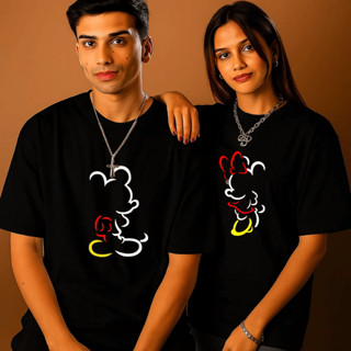 Kit 2 Camisetas Casal Mickey Minnie Algodão 100% Premium Namorado Básica Casual Manga Curta Oversized Estilosa Unissex em Oferta na Shopee