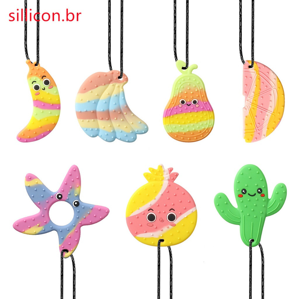 Colar Sensorial Mordedor de Silicone, Formato de Cacho de Banana, para Autismo, Ansiedade, TDAH e TEA em Oferta na Shopee