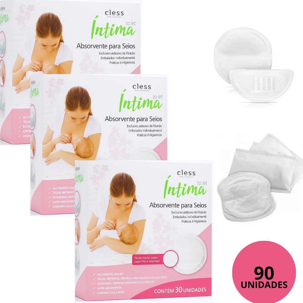 Kit 3 Caixas Absorvente Protetor de Seio INTIMA + C/90 UN  (Cada CX Com 30Un) Toque Macio E ADESIVO