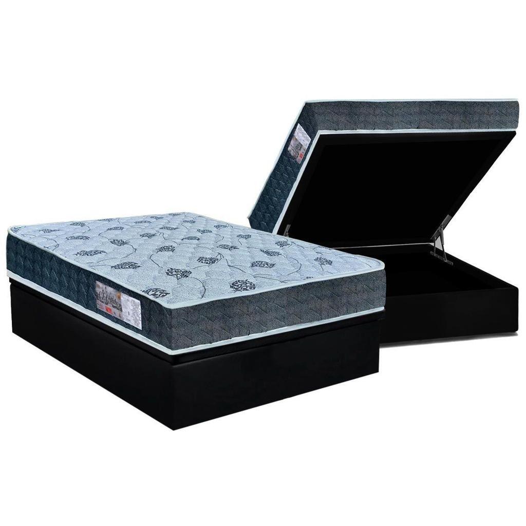 Cama Box Baú Casal: Colchão Ortopédico Orthoflex D45 / EP Cecina + Base CRC Suede Black(138x188)