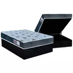 Cama Box Baú Casal: Colchão Ortopédico Orthoflex D45 / EP Cecina + Base CRC Suede Black(138x188)