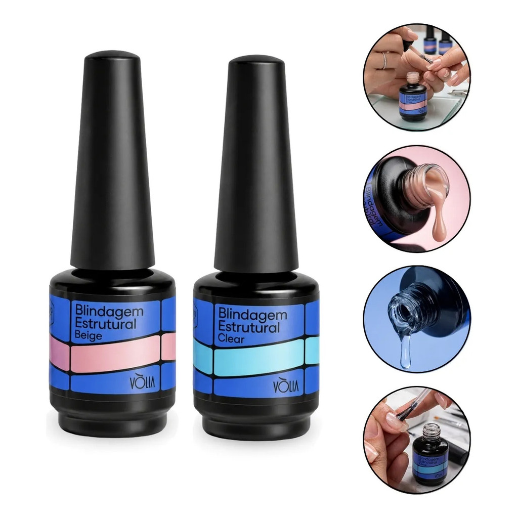 Kit 2 Blindagem Estrutural 2 em 1 - Volia Base e Gel Construtor Alongamento de Unha
