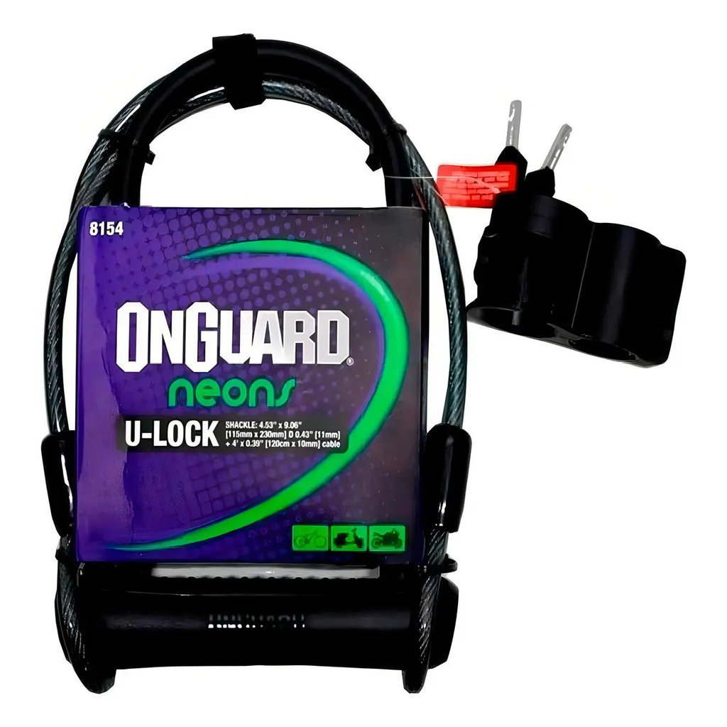 Cadeado U-lock + Cabo Onguard Neons 8154 Cor Preto
