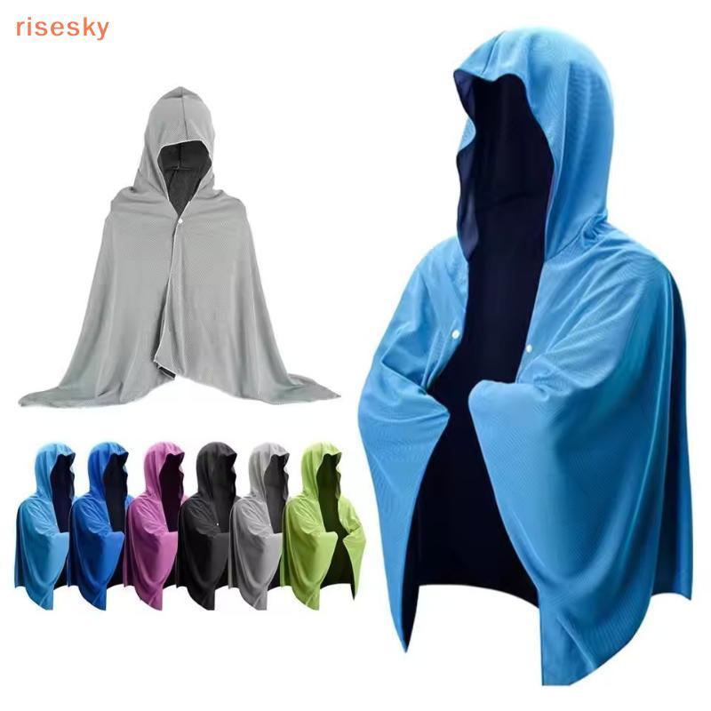 [risesky] Cobertura De Poncho De Praia Gelada , Envoltório De Toalha Com Capuz Grande Super Absorvente E Seco Para Nataç