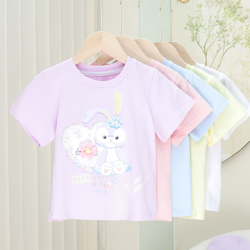 2024 verão novo estilo crianças bebê camiseta de manga curta dos desenhos animados puro algodão Casual estilo ocidental 