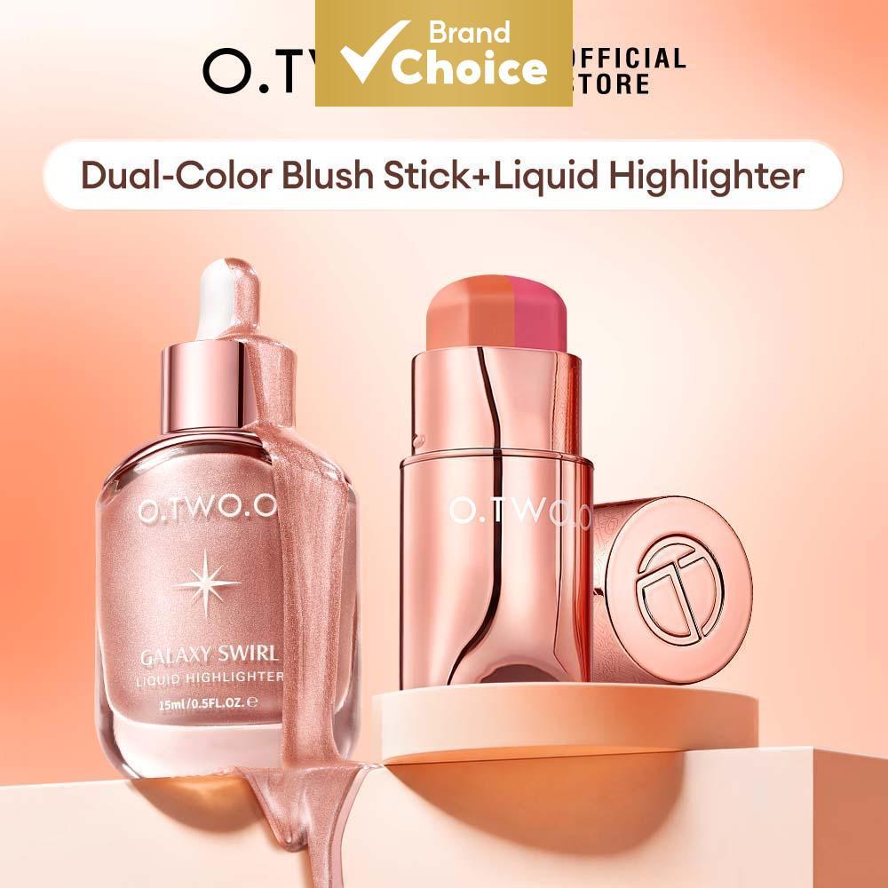 Conjunto de Maquiagem Facial Radiante O.TWO.O 2 Peças, Iluminador Líquido Galaxy Brilhante e Stick Multiuso de Dupla