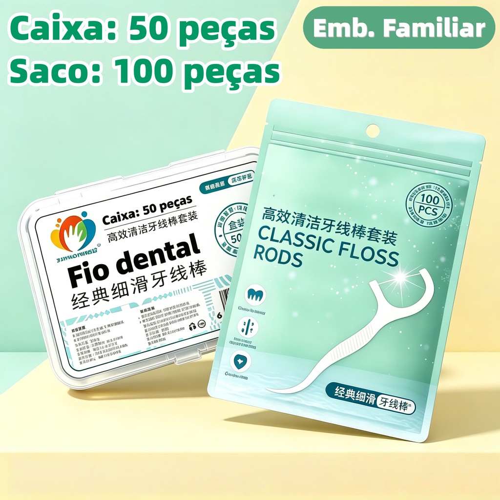 Kit Palitos de Fio Dental Limpeza Eficiente — Opção em Caixa ou Saco, Ideal para Uso Familiar