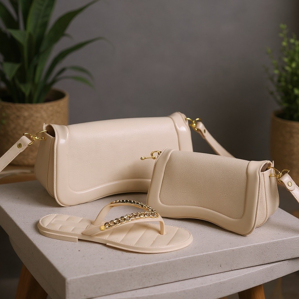 Kit Bolsa Chinelo Feminino Gold Combinando Casual 33 ao 39 — Achadinhos das migas