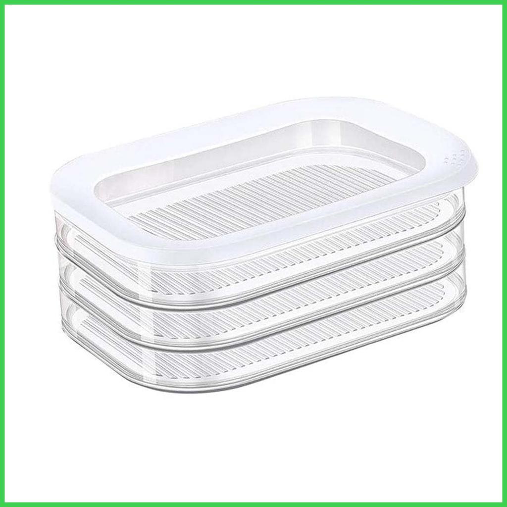Organizador De Armazenamento De Geladeira , 3 Camadas , Transparente , Empilhável , À Prova De Vazamento Recipientes Par