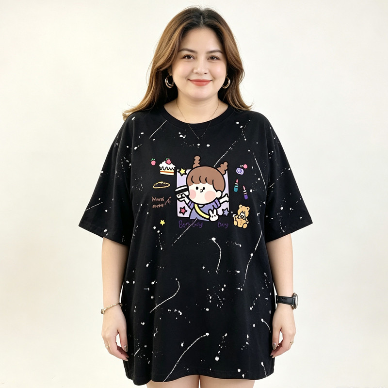 [Roupas femininas plus size] Camiseta Casual solta 50kg pode usar 260 Plus Fat Plus Size 150kg 220 Roupas femininas solt