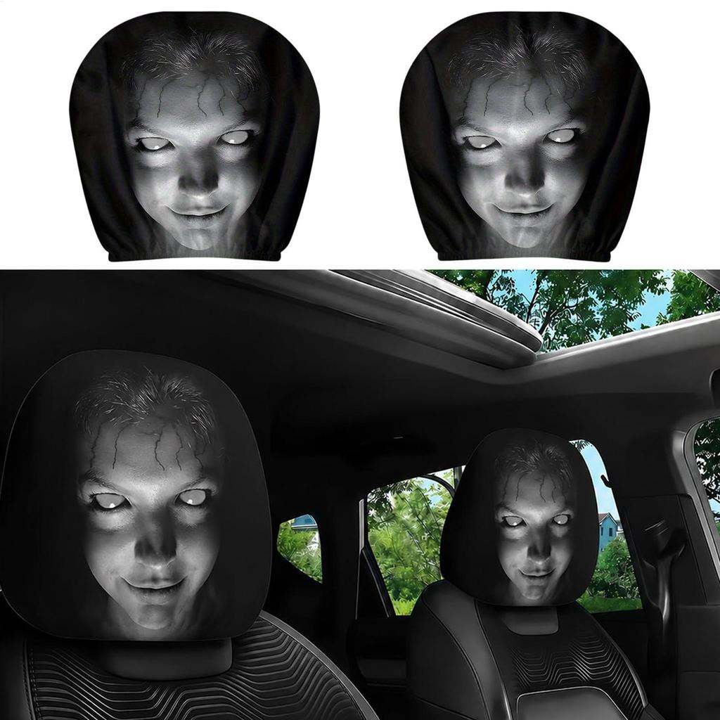 Capas De Encosto De Cabeça Para Carros Sorridentes Assustador Universal Engraçado Decoração Macia O Dia Das Bruxas lamei