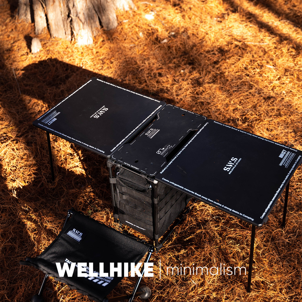 WELLHIKE mesa de serviço de campo território ao ar livre tático acampamento equipamento café armazenamento molle saco + 