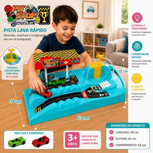 Pista Brinquedo Temática Turma da Mônica Posto Gasolina Lava Rápido Diversão Educativa Criatividade
