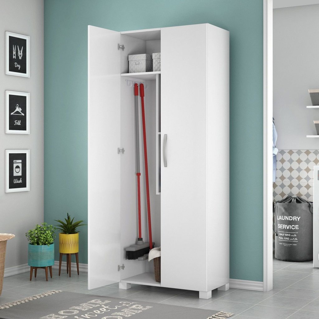 Armário Multiuso 2 Portas Lavanderia Nt 4015 2021 Branco/New