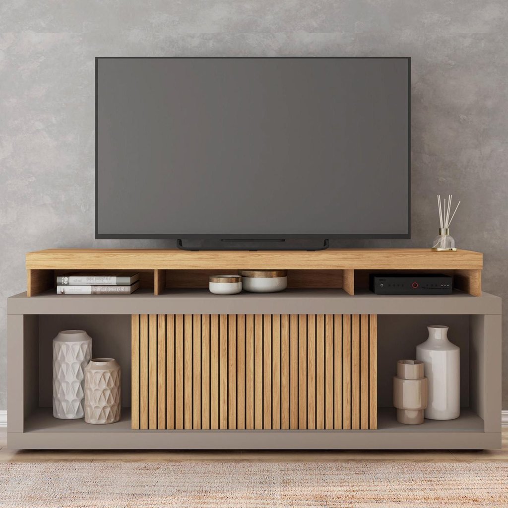 Rack para TV até 75 Polegadas MDF 180cm Valença Caemmun Marrom Buriti/Fendi