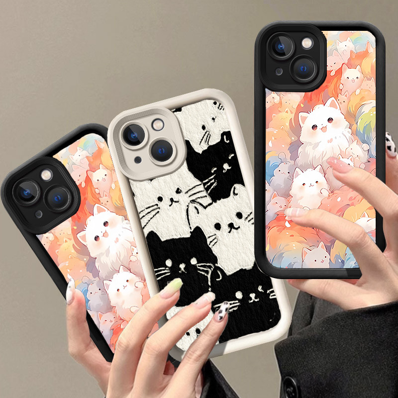 Capa De Telefone Com Padrão De Gato Colorido Compatível Samsung A15 A21S A22 A23 A24 A25 A31 A32 A33 A34 Engraçado Impre