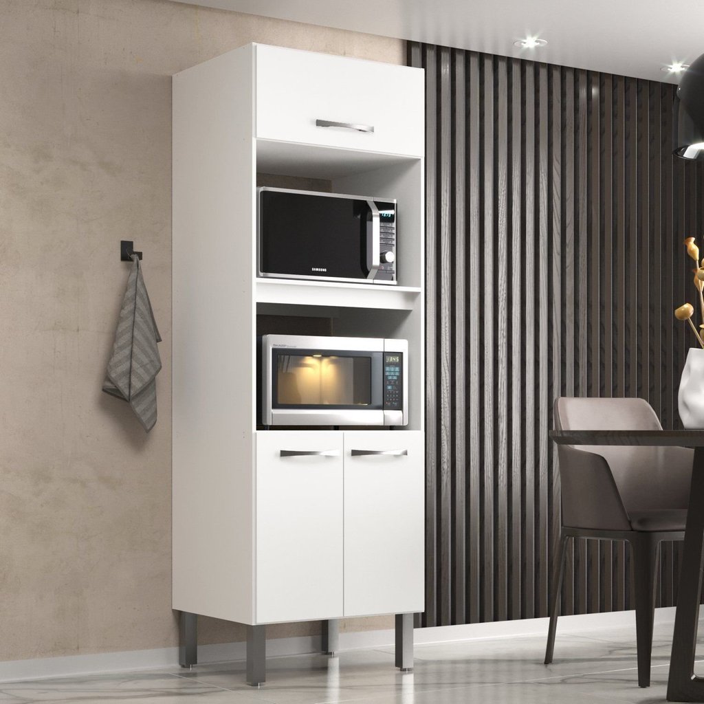 Paneleiro Torre Quente Forno e Microondas Branco Branco