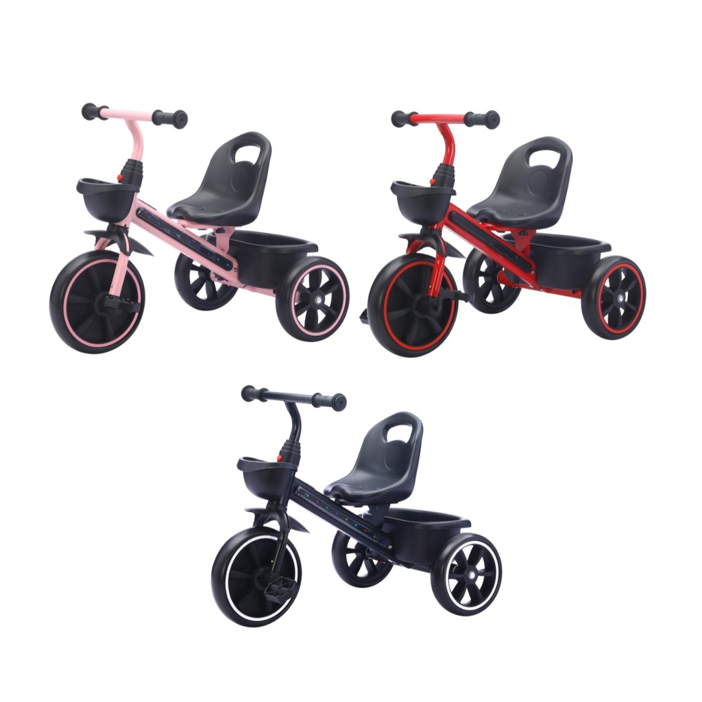 Triciclo Infantil Motoca Com LED Pedal Cestinha 3 Rodas EVA Até 25kg Picolé Maxi Baby