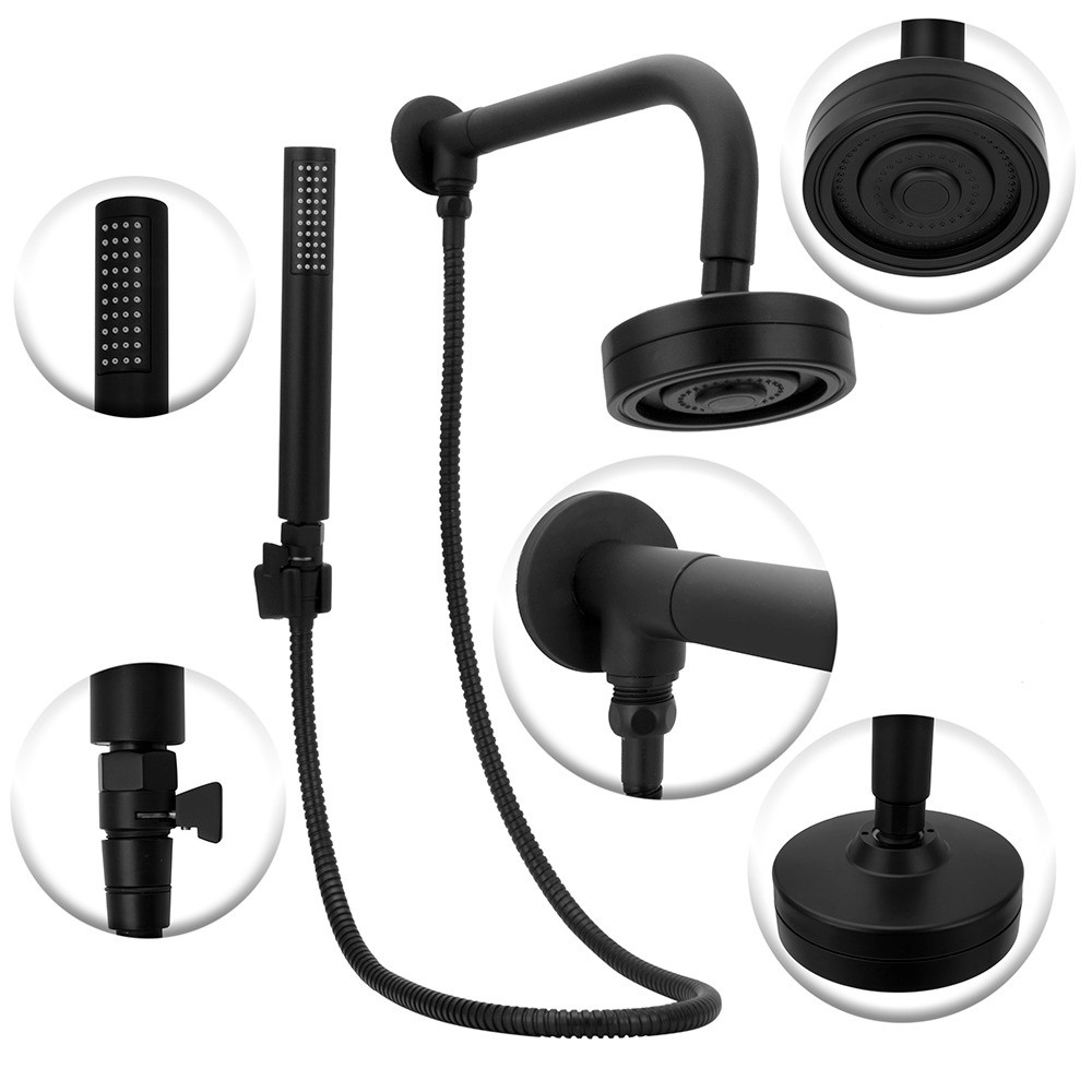 Chuveiro Ducha Autolimpante Preto Black Completo Com Desviador Banheiro Anti Entupimento