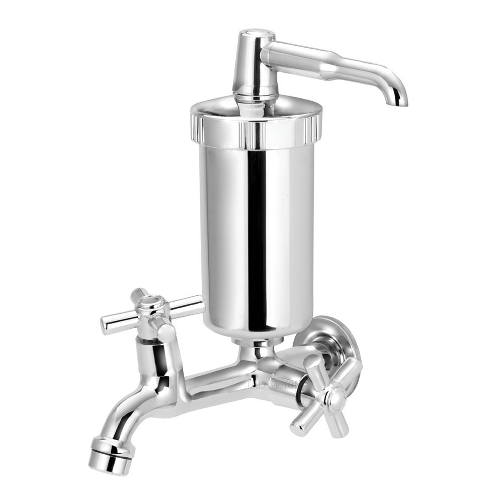 Torneira De Filtro Reta Parede Cozinha 1/4v Prateado Agua Quente Fria Gourmet