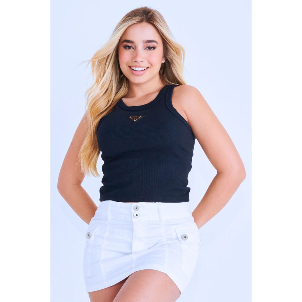 Regata Feminina Com Logo Metalizado Planet Girls Preto