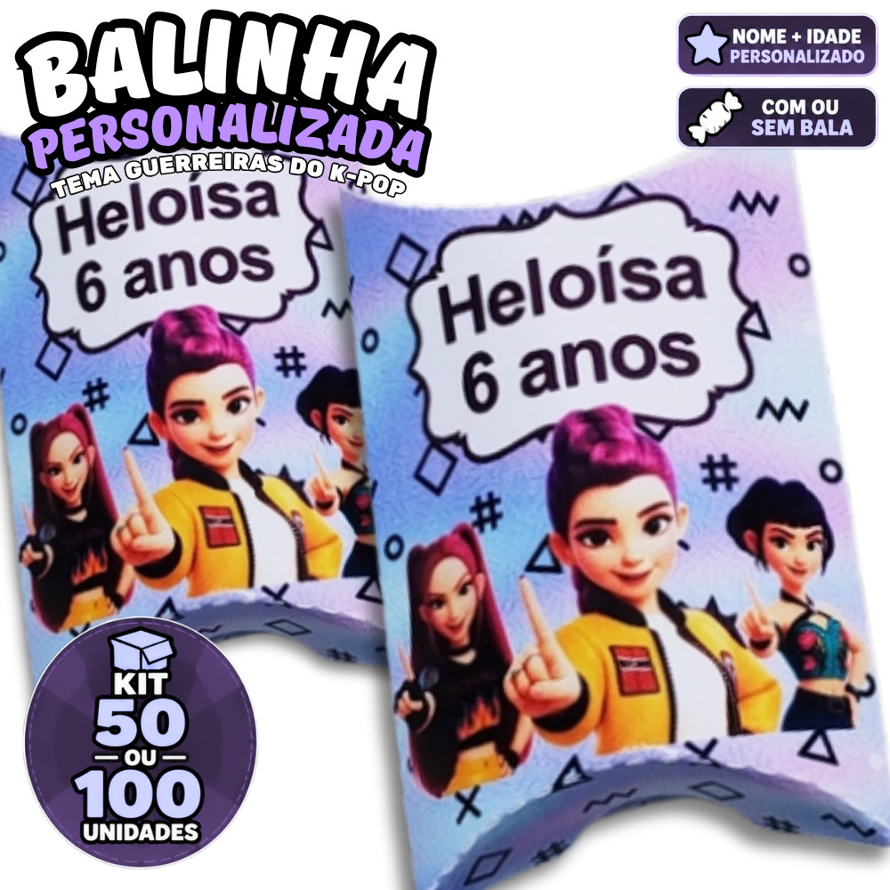 Balinha personalizada Guerreiras do K-Pop – lembrancinha aniversário, decoração (com ou sem balas)