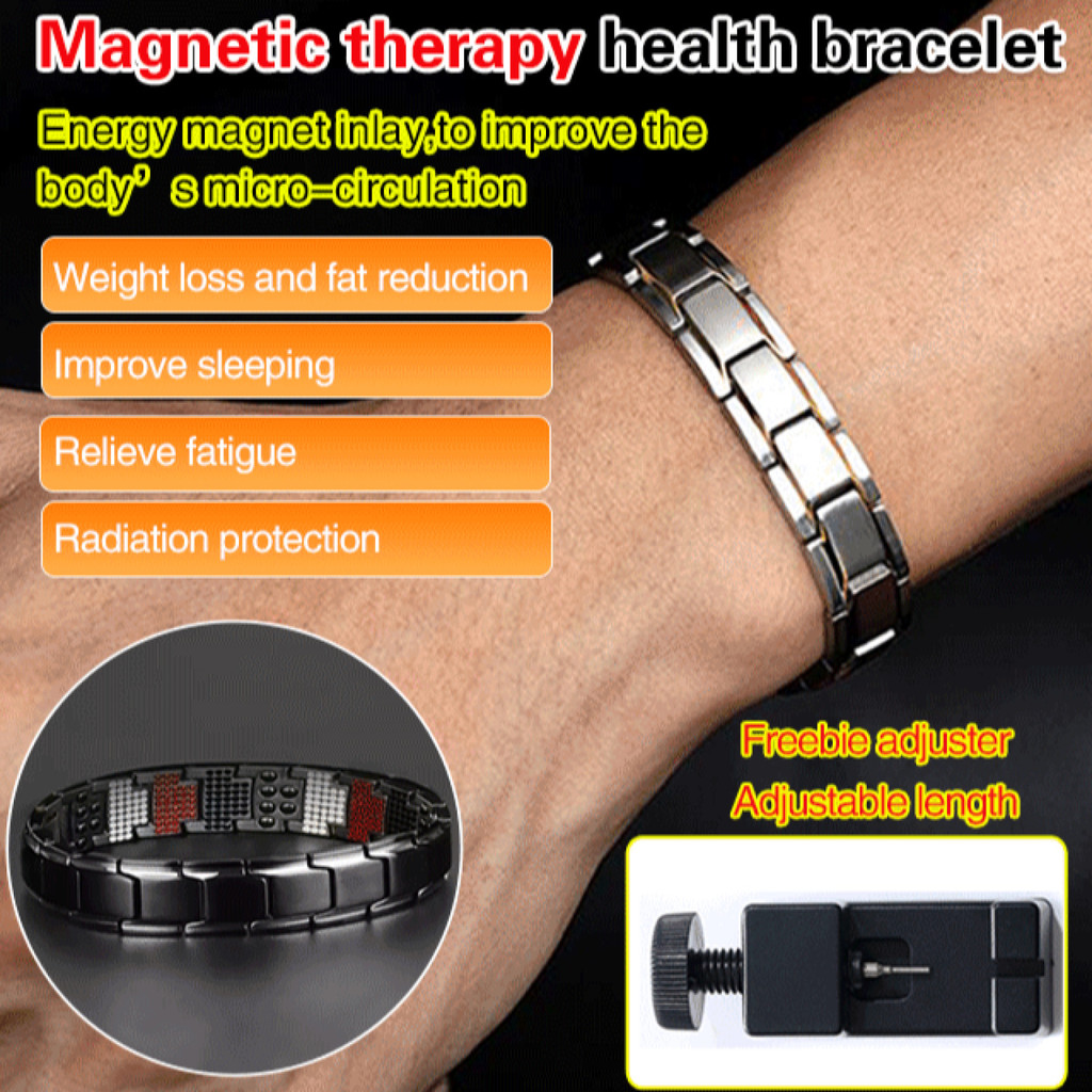 【Alívio Natural】✨Pulseira de Terapia Magnética Multiponto/Ponto Duplo Hexagonal/Coração/Pedra em Formato de Folha/Crista