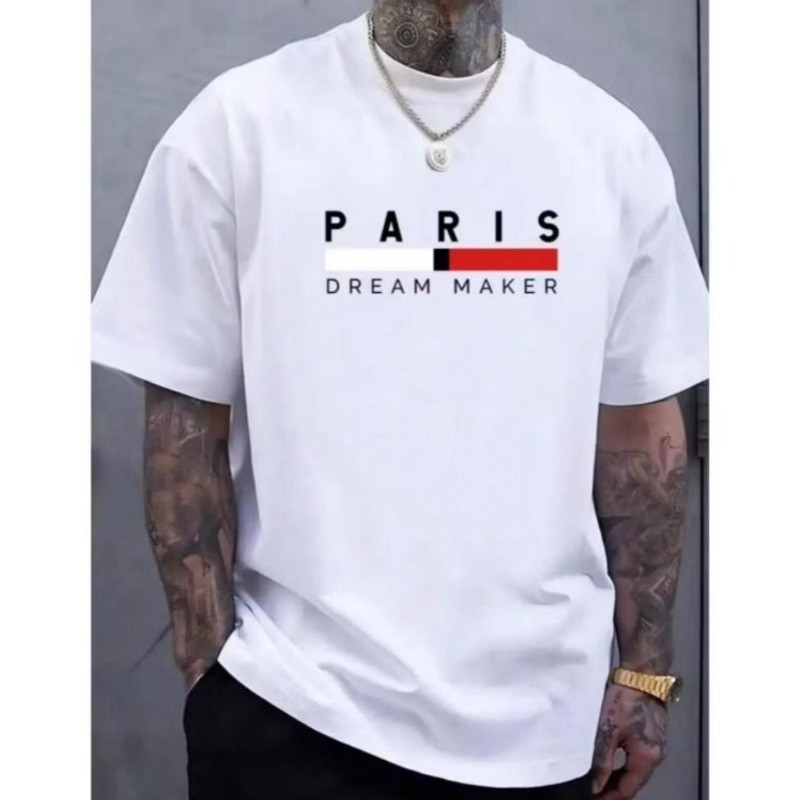 Camiseta Camisa Masculina Casual Estampada Paris StreetWear Camisa basica Malha 100% Algodão Promoção Camiseta Feminina