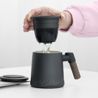 Copo infusor de chá de cerâmica, copo com separador de chá e água, copo de água de grande capacidade para casais no escr