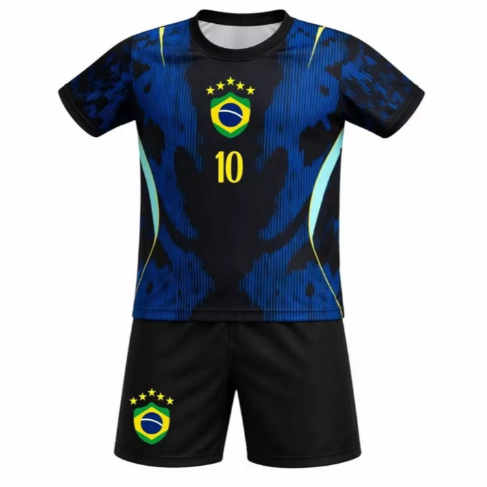 Kit Conjunto Camisa e Short Bordados Brasil infantil juvenil D 12 3 5 0