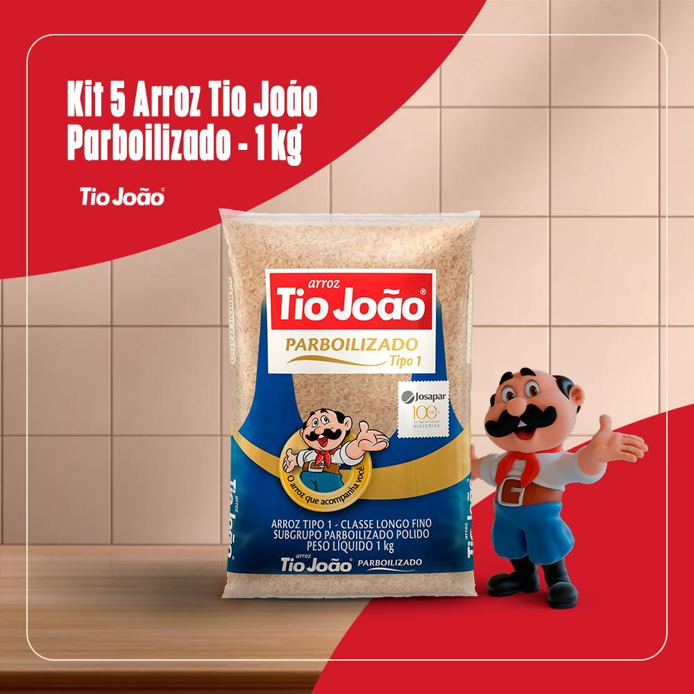 Kit 5 Arroz Parboilizado Tio João 1kg
