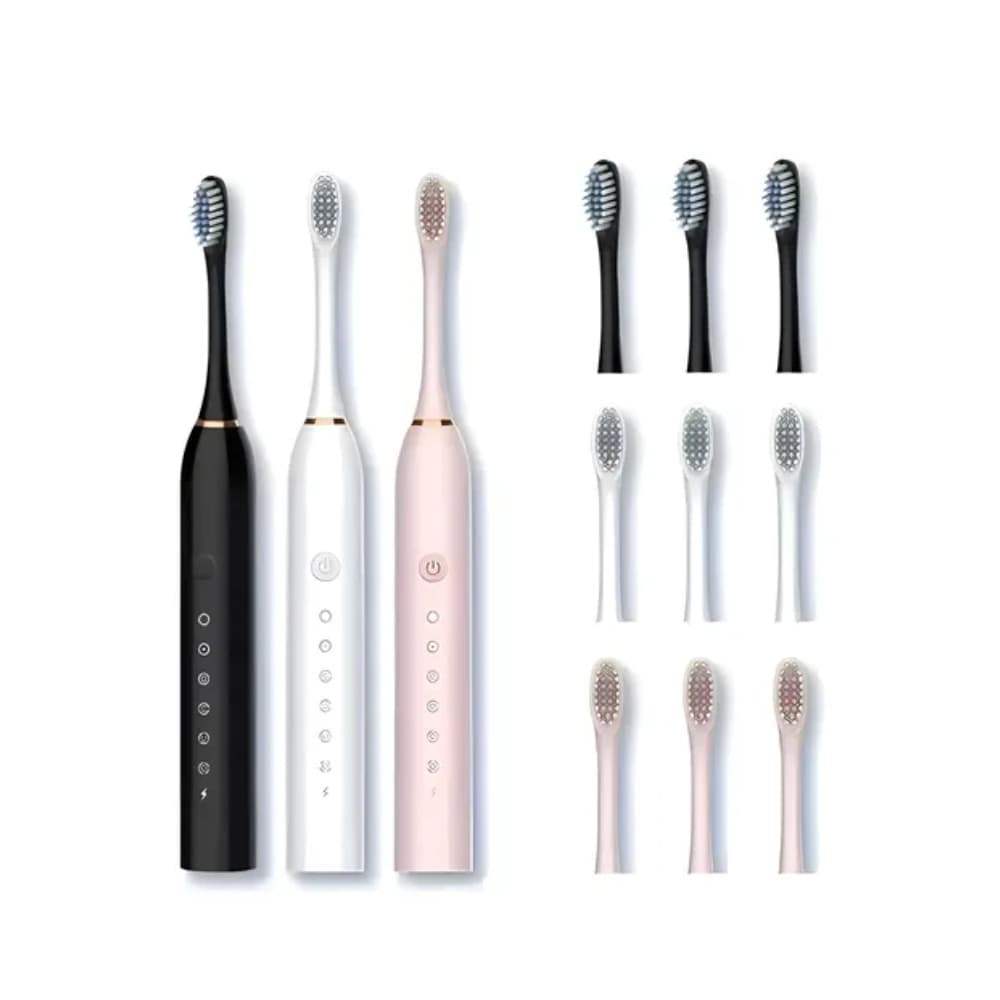 Escova Elétrica Ultrassônica Portátil IPX7, 7 Modos de Limpeza para Higiene Bucal Completa