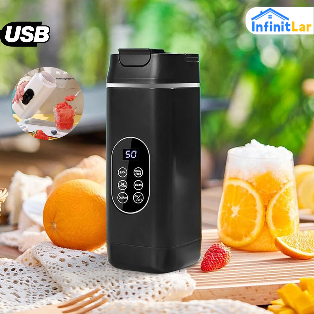 Liquidificador Portátil 12 Lâminas com Display Digital – Recarregável USB, 420ml, 50W