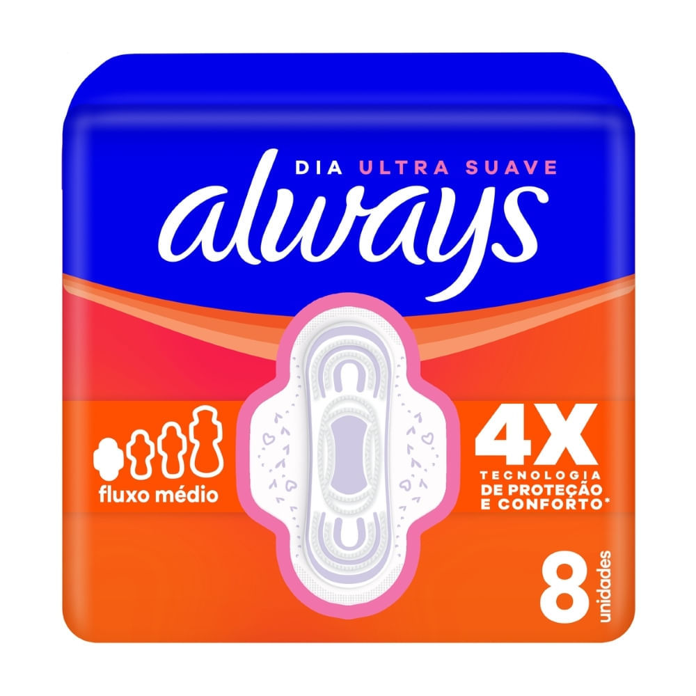 Absorvente Always Super Proteção Suave com Abas 8 Unidades