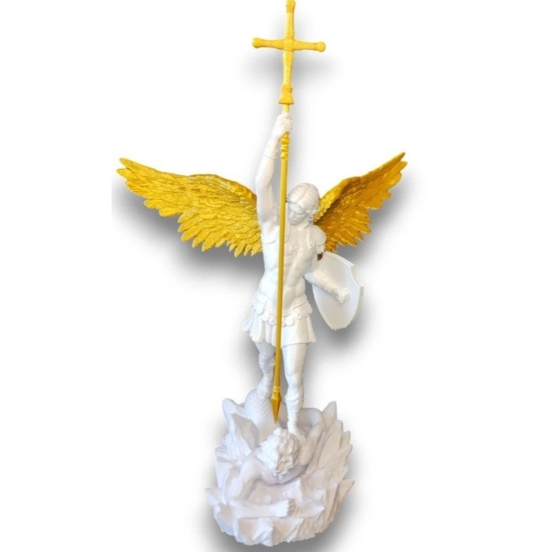 Estátua Arcanjo São Miguel Dourado 21cm De Altura Presente Decoração artigo religioso oração presente católico