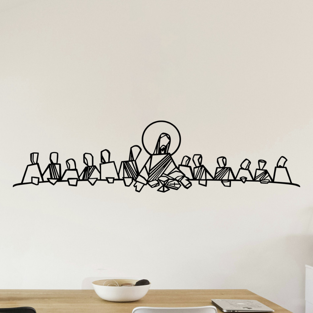 Quadro Decorativo Santa Ceia Releitura MDF Preto Fosco