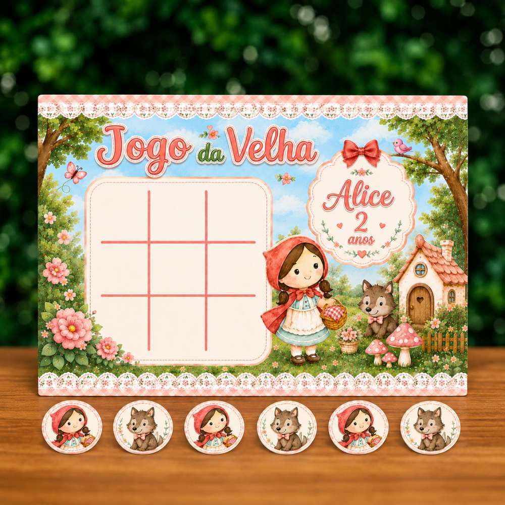 Lembrancinha Personalizada Jogo da Velha Chapeuzinho Vermelho  / Lembrancinha de Aniversário Personalizada