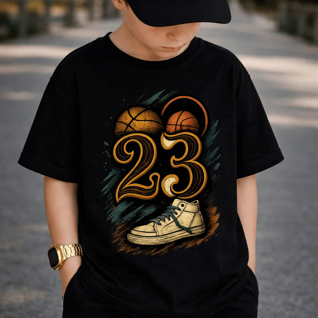 Camiseta Infantil e Juvenil Estampada 23 Basquete 100% Algodão Premium Criança Personalizada Camiseta Adulto