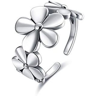 Anel De Prata Esterlina 925 Com Flor De Margarida , Anéis Ajustáveis Para Mulheres , Meninas , Presentes Margaridas